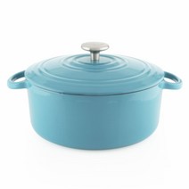 찬탈 라운드 캐스트 아이언 더치 오븐 양수냄비, Sea Blue, 4.7L