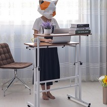 이동식 스탠딩 높이조절 각도조절 거북목 자세교정 허리통증 목디스크 테이블 태이블 책상, 고급형 오크