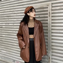 여성 라이더 가죽 자켓 어 블랙 모토 자 켓 빈티지 양복 블레 이저 Streetwear 패션 겨울 코트