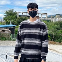[기획상품] 믹스루즈 라운드 니트 (2컬러) / 남녀공용 커플니트 루즈핏 단가라 기본
