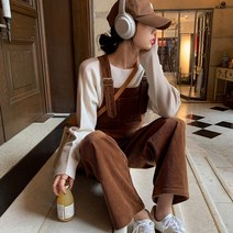 30대 여성 오버롤 배기핏 긴바지 멜빵 코듀로이 점프슈트 40대 엄마 박스핏 가을 스트링