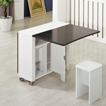 뉴라운딩 접이식테이블+의자1개 2-4인용 이동식식탁, 화이트