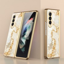 marble patterned glass case for samsung galaxy z fold 3 전화 케이스 럭셔리 도금 프레임 하드 백 보호 커버 z fold 2