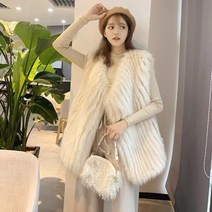수입 밍크 조끼 퍼 베스트 자켓 명품 모피조끼 폭스 토끼 털조끼 인조 밍크조끼 2022 겨울 인 모피 여우 모피 긴 느슨한 봉제 재킷 경기