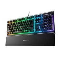 Steel시리즈 Apex 3 RGB 게이밍 키보드 – 10-Zone RGB Illumination – IP32 Water Resistant – 프리미엄 Magnetic Wrist, Whisper Quiet – Tactile Sil_Ke