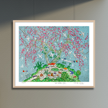 제주생활의 중도 Houses On Hill(150 Editions) 이왈종 판화, 우드블랙