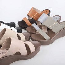 지쎄수제화 양가죽 2스트랩 통굽 슬리퍼샌들7cm 뮬샌들7color