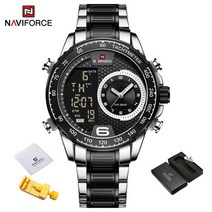 20대남성시계 NAVIFORCE 디자인 남자의 LCD 디스플레이 손목 시계 남자 호화스러운 빛난 방수 강철 일본 Movment