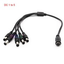 전원분배기 호환 DC 전원 잭 5.5*2.1mm 케이블 보안 CCTV 카메라 및 LED 스트립 용 1 암-2/3/4/5 수 플러그, 04 DC 1 to 5