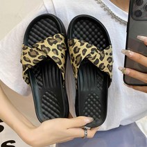 럭셔리 레오파드 여성 여름 슬리퍼 키높이 통굽 사무용