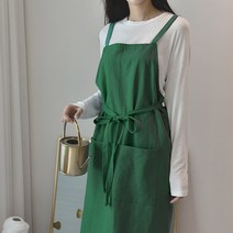 오가닉라이프 린넨 앞치마 모음 원피스형 앞치마 예쁜 앞치마 이니셜 자수 나염 가능, 국내산 린넨 X형 앞치마 그린, ., .
