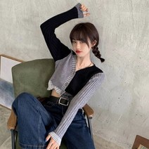 여자 롱 가디건 브랜드 가을 코디 크롭 카디건 여성 빈티지 패치 워크 하라주쿠 bf 한