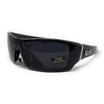 Locs 남성용 직사각형 랩 63mm 선글라스 블록 로고가 있는 블랙 106835, Black, Matt Black Rubberized Finish