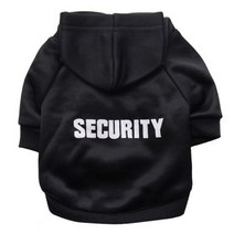 강아지옷 겨울옷 실내복 반려견 강아지티셔츠 기모 자켓 패딩 강아지의류, L, Black Security