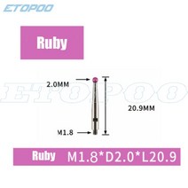 측량 용접18mm 길이 M2.0 다이얼 테스트 표시기 용 나사 접점 루비 팁 2mm 볼 직경 측정 분석 계측기 게이, 08 M1.8xL20.9 R