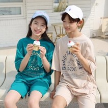 여름신상 아동 주니어 여아 남아 버디 반팔 반바지 상하세트 초등학생 남매 형제 데일리룩 (꼬맹 23-2)