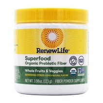 리뉴라이프 유산균 슈퍼푸드 USDA 오가닉 프리바이오틱스 화이버 파우더 113 g