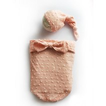 신생아 본아트 싸개 옷 모자 세트 아기 셀프 촬영 성장 사진 의상 스냅 컨셉 스튜디오, 신생아(0-2개월), 오렌지