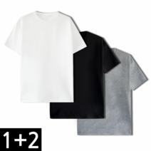 [당일 출고 ] 1+1+1 S~2XL 순면 기본 무지 이너 반팔 레이어드 라운드 U넥 검정 흰색 흰티 빅사이즈 면티 (2645-3)