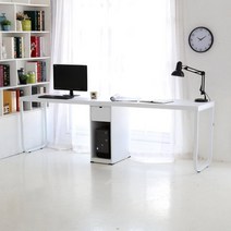 심플 북유럽 남매 2인 용 컴퓨터 책상 2200 서재가구, 화이트