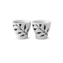 Royal Copenhagen 로얄코펜하겐 블랙 플루티드 메가 피겨린 도자기 에그 달걀 컵 잔 4.8cm (2개)