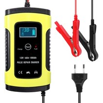 12V 6A 펄스 수리 스마트 충전기 LCD 디스플레이 트럭 오토바이 자동차 AGM 젤 건식 습식 납 산성 배터리 75AH 90AH 100AH, YELLOW