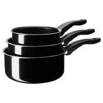 이케아 카발카드 소스팬 3종 세트 편수 냄비 라면 1L 1.5L 2L, 블랙