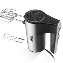 스파이럴반죽기 전기 손 개최 믹서 5 속도 500W 스테인레스 스틸 나선형 Kneader 주방 음식 반죽 믹서기 2Egg 비터 2 후크, [02] UK, [01] Black