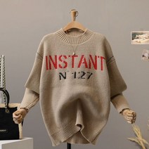 모노시크 엘리사 레터링 박시핏 니트_MNKS403