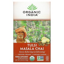 오가닉인디아 툴시 마살라 차이 37.8g 18티백 India Tulsi Tea Masala Chai, 1팩