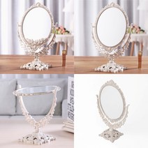 마트498 타원형 회전 탁상거울(22CM) 빈티지 화장거울 원룸자취 호텔욕실 미용실경대 책상거울