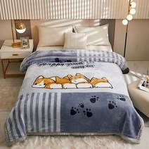 겨울담요 담요 2단 라셸 결혼식 선물 담요덮개 12근 두꺼운 이불 겨울보온 싱글더블 매트, C39-레몬황 웰시코기 그레이, T04-200x230cm7근 두꺼운 2단 담