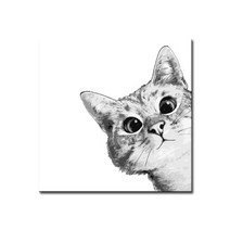 DIY캔버스페인팅 명화그리기 유화 세트 그림 해바라기 액자, E63_빼꼼 냥이(화이트)