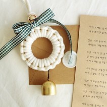 크리스마스 장식 도어벨 체크 리본 집들이 선물 현관 종, 포장, 그린체크