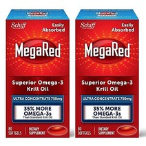 Megared 메가레드 크릴 오일 오메가 3 750mg 심 EPA DHA 제 아스타잔틴 캡슐 80개 생선기름 뒷맛 없음80개2팩, 80 Count (Pack of 2)