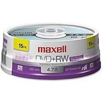 맥스웰 634046 재기록 가능 녹화 형식 뛰어난 저장 수명 대용량 4.7Gb DVD+RW 디스크 보관 및 파일 439370, Disc