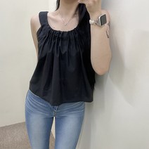 VANANA2 여성용 데일리 캐주얼 러블리 셔링 민소매 나시 블라우스 3color