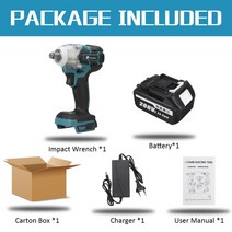 에어렌치 신제품 브러시리스 전기 임팩트 렌치 22800mAh 288VF 1/2 리튬 이온 배터리 6200rpm 520 N.M 토크 110-240V, [01] EU, [01] 1 x Battery, 01 1 x Battery_01 EU