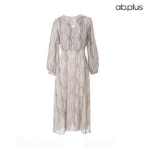ab플러스 브이넥 물결 버튼 롱 원피스 LSV3MO77A