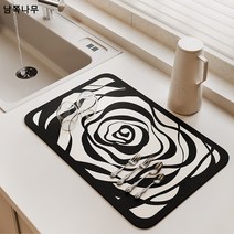 북유럽식기 그릇건조패드 손세정대 스탠드 미끄럼방지 식탁매트 가정용 주방흡수 속건식 물빠짐, 공작부인, 40*50cm(규조니)