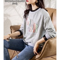 쑤야 S895 여성 긴팔티 라운드넥 레이스 메쉬 스티치 캐주얼 맨투맨