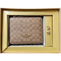 COACH 여성용 박스형 보석 상자 및 귀걸이 세트 시그니처 캔버스