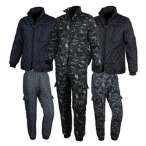 군대 군인 밀리터리 지퍼형 작업복 캠핑 방한복 누빔 깔깔이 상의 하의