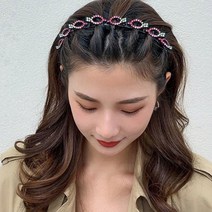 큐빅 집게머리띠 앞머리고정 볼륨머리띠 벼머리 제니 큐빅머리띠 화관머리띠 얇은, 퍼플