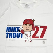 MLB티셔츠 메이저리그 선수 캐릭터 티셔츠 로스엔젤레스 에인절스 마이크 트라웃 (화이트)