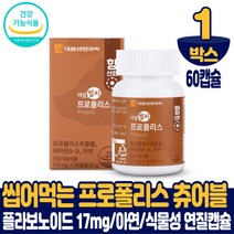 씹어먹는 프로폴리스 츄어블 영양제 호주산 프로폴리스추출물 아연 항산화 구강 향균작용 도움 줄수있음 건강기능식품, 1박스, 60캡슐