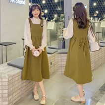 가을 휴가 투피스 차이나 컬러 루즈핏 긴팔 임산부 원피스
