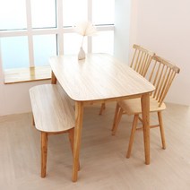 파스텔우드 자작네츄럴 4인용 원목식탁세트 벤치/의자, 03.헤드, 벤치1개+헤드의자2개