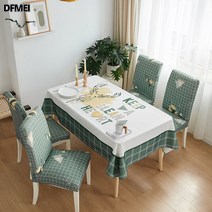 주방 거실 워시리스 식탁보 심플 직사각형 패브릭 면마차 티테이블 방수 식탁대 천 의자 커버 세트, 초심을 잊지 않다, 티테이블 60*170Cm
