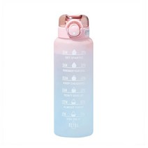 시간 마커가 있는 빨대 노즐이 있는 동기 부여 물병 1 리터 체육관 캠핑 투어를 위한 새지 않는 스포츠 물병, 핑크, 1000ML